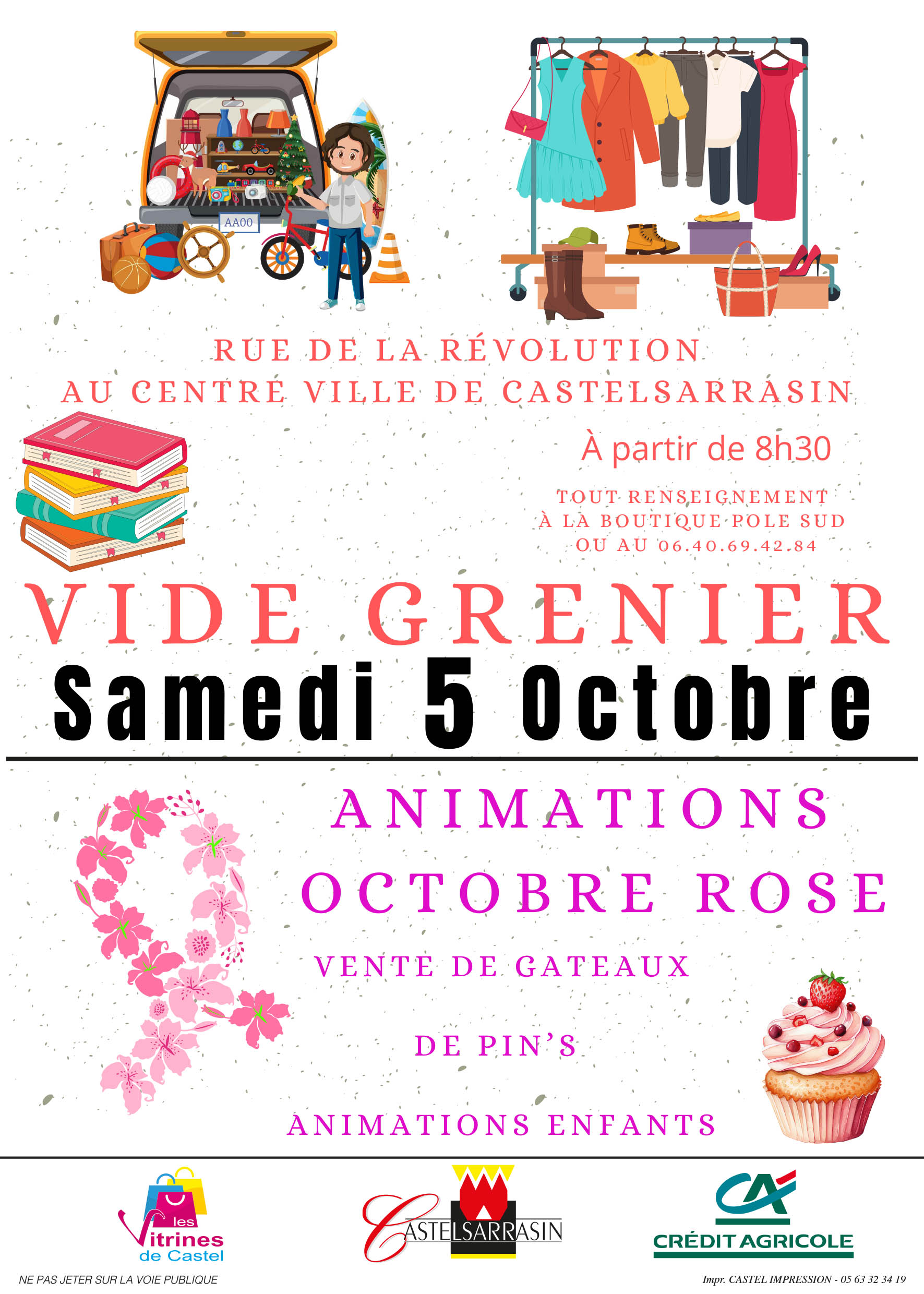 VIDE GRENIER Au cœur du centre ville de Castelsarrasin SAMEDI 5 octobre 2024 A partir de 8h30